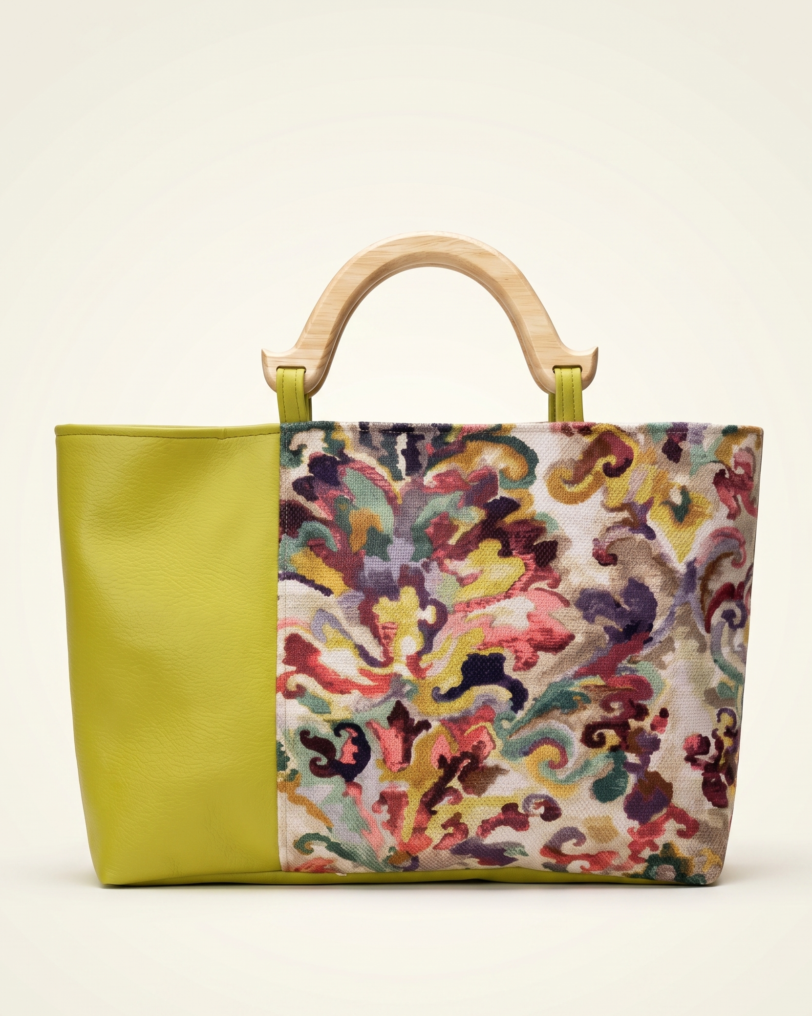 Floral Tapestry and Lime Green Tote Bag 45x30