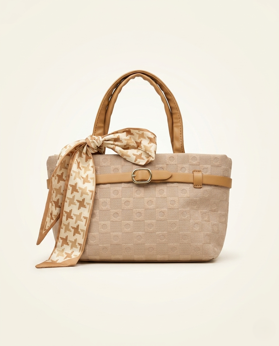 Embossed Tote Bag w/ Scarf 26x16