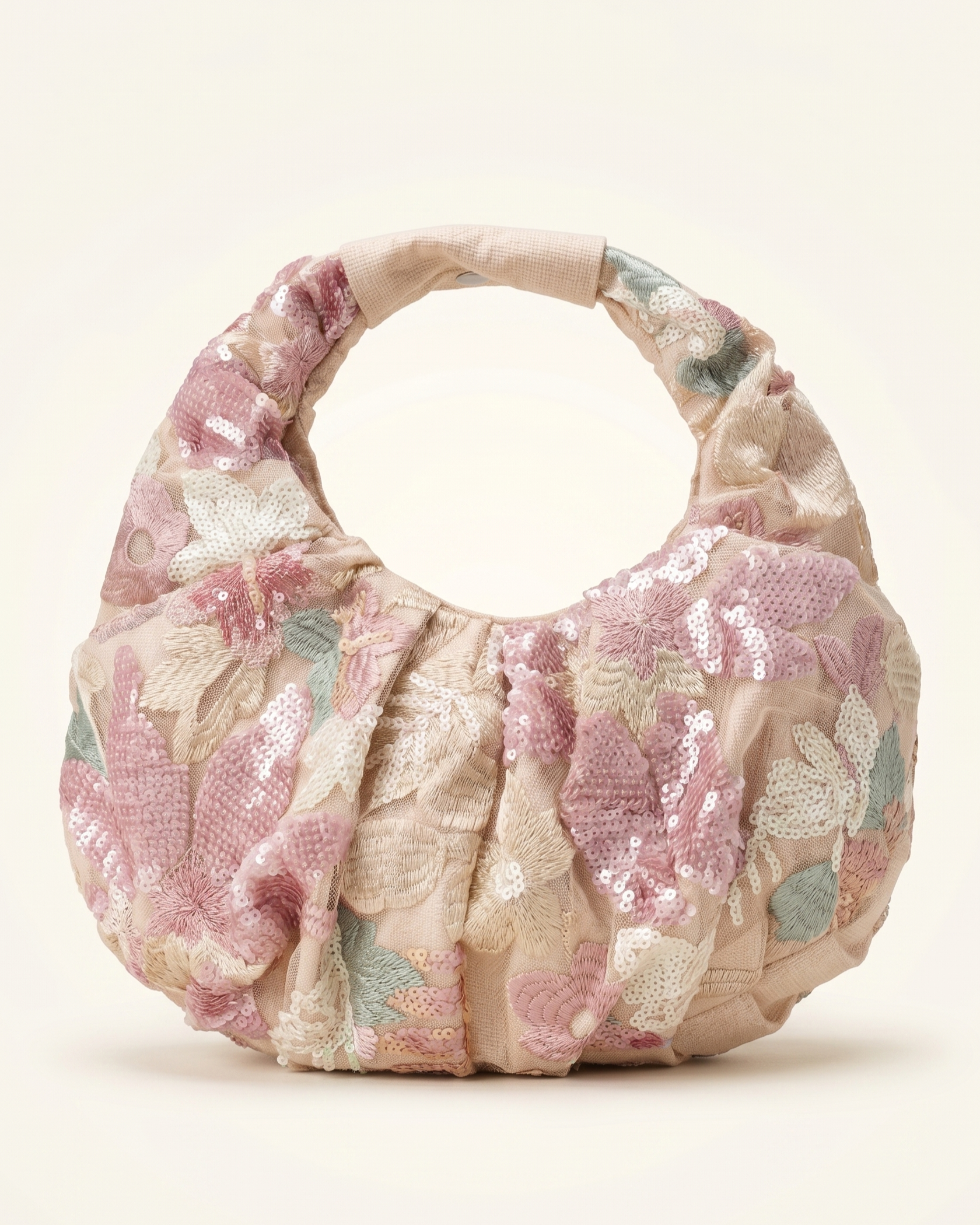 Artisan Floral Embroidered & Beaded Hobo Bag 19x30