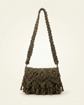 Boho Olive Green Macrame Crossbody Bag 26x33